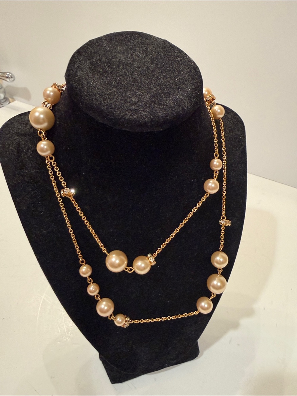 J. Crew Champagne Gold Layered Pearl Necklace